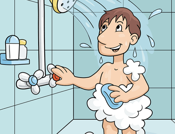 How to draw a shower.